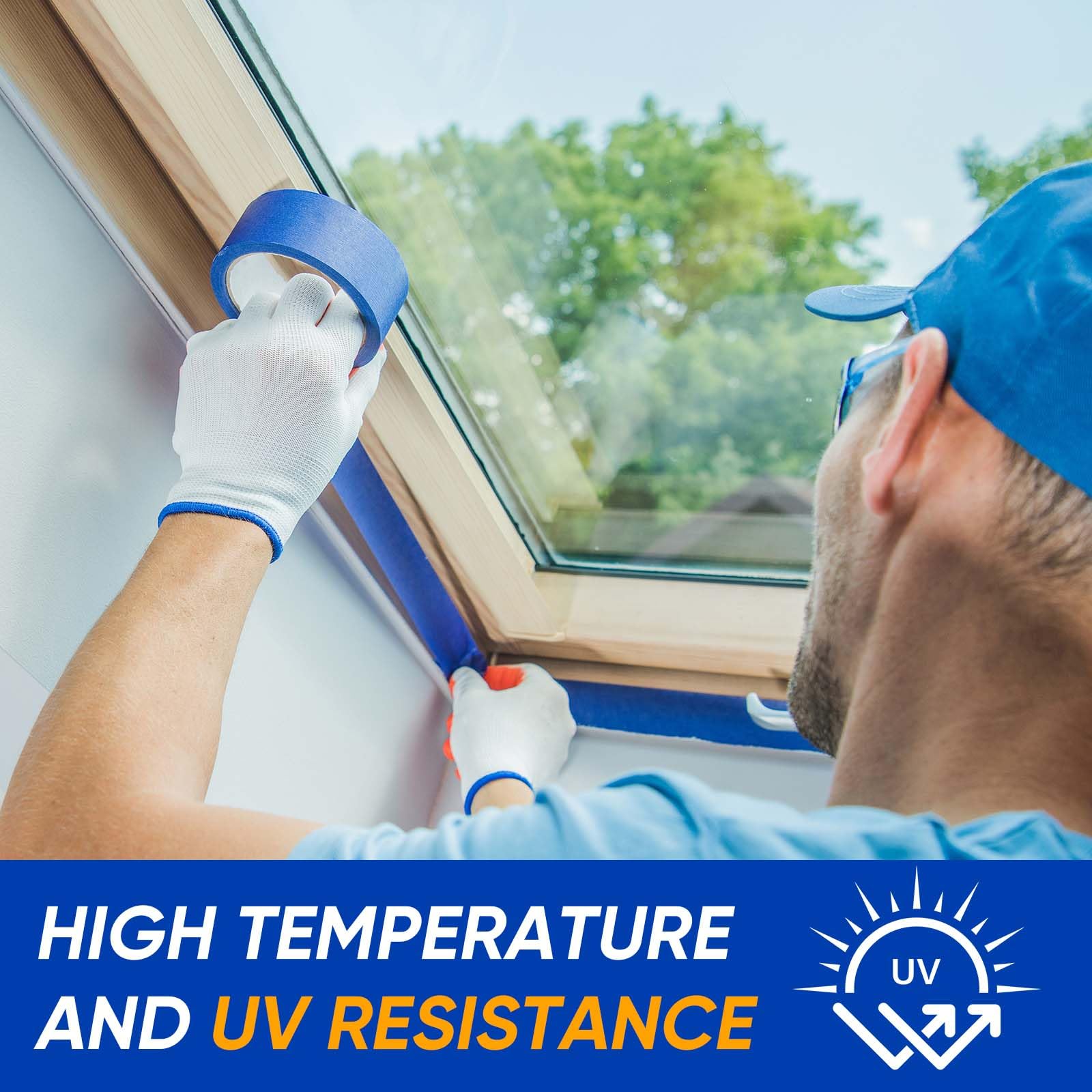 Gicare 3 Rolle Malerkrepp Masking Tape 50mm x 50m Abklebeband Maler für Malerarbeiten, Kreppband Malerband Standard Papierklebeband UV Maler Klebeband für Farbtrennung Renovierungen(Blau) 7