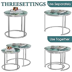 aboxoo Coffee Table Nesting Side Round Set of 2 End