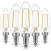 Energetic E12 LED Classic Candelabra Clear Light Bulb, 4W, Equivalent 40W, 400 Lumens, Soft White 2700K, Filament Clear Glass Candelabra B11 Bulb, Non-Dimmable, Pack of 5