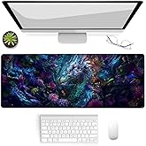 VANZEV Mystical Dragon Floral Gaming Mouse Pad, Mouse Pad, Desk Mat, Non-Slip Rubber Base MousePads for Computers Laptop Office School Home Accessories Decor Gifts 31.5" x 11.8"