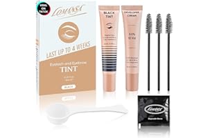 Lomansa Eyelash Tint Kit Black Lash Tint, Eyebrow Tint, Achieve Voluminous Keratin Colors Kit with Complete Tools for Salon O