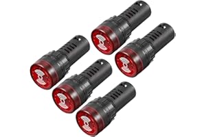 uxcell 5Pcs Red Indicator Light with Buzzer AC/DC 110V, 22mm Panel Mount Flashing Alarm, for Electrical Control Panel, HVAC, 
