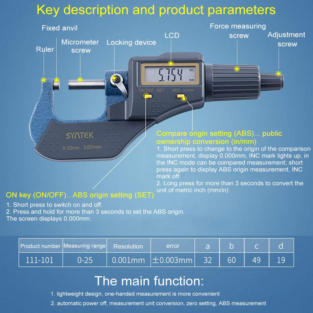 Outils de diagnostics, tests et mesures Micromètre numérique 025/2550