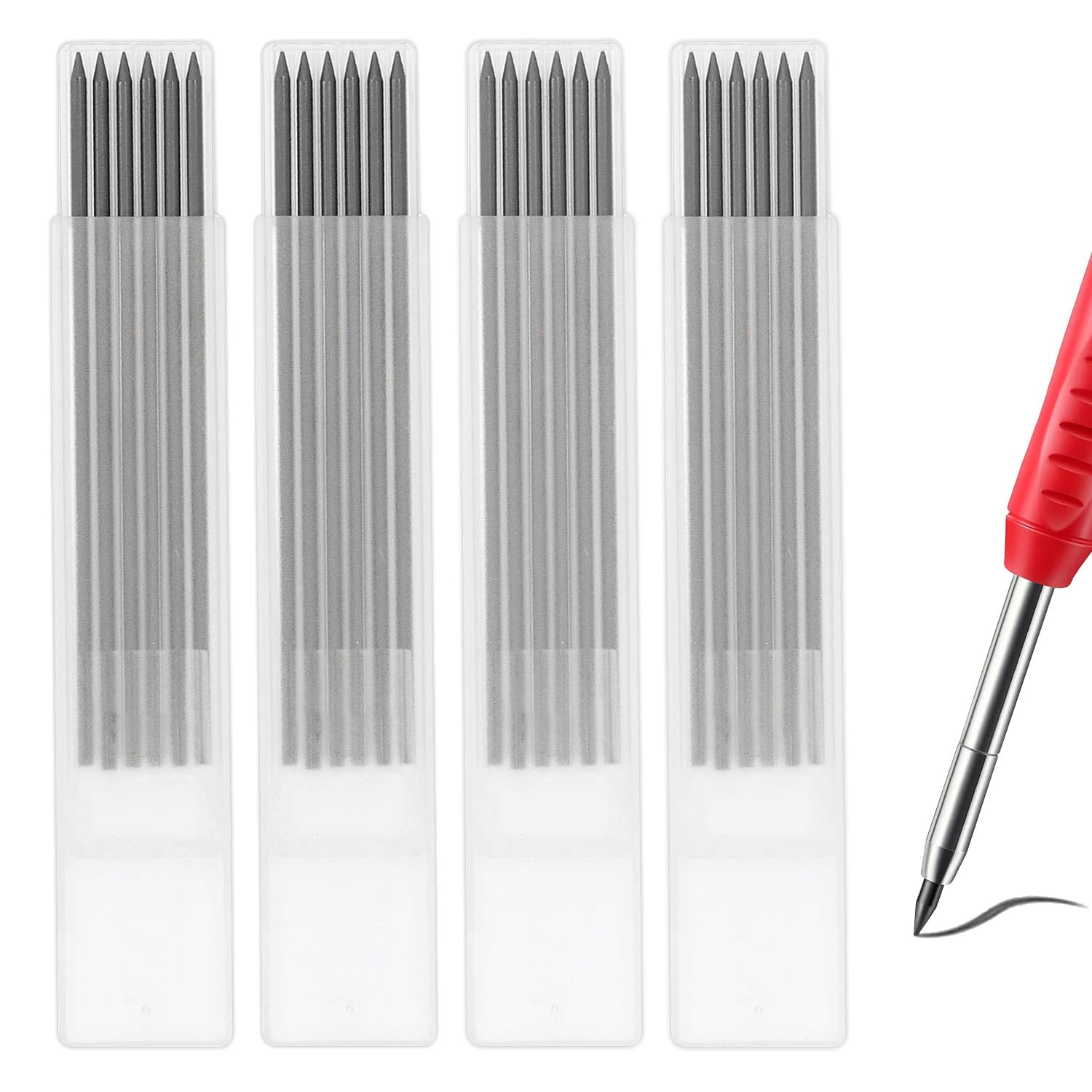 Tissting 24Pcs 2.8mm Carpenter Pencil Refill Long Lasting HB Refill for Construction Pencils Replacements Carpenter Marker Graphite Woodworking Mechanical Pencil Leads(Black)