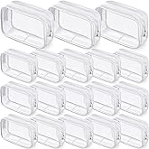 Saintrygo 18 Pack Clear Makeup Bags 7 x 5 PVC Cosmetic Bag Plastic Zippered Pouches Portable Toiletry for Women Men Travel Vacation Bathroom Organizing(Clear Color, White Border)