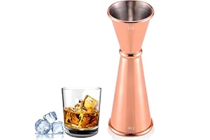 NOVETUTOTA Japanese Jigger, Cocktail Measuring Double Jiggers for Bartending, 304 Stainless Steel Copper Jigger with Measurem