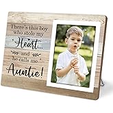 KLYTINK Auntie Gifts Picture Frame, Aunt Photo Frame, Pregnancy Announcement Gifts, Birthday Christmas Gift for Aunties, There's This Boy Who Stole My Heart (Auntie, 4 x 6 Photo)