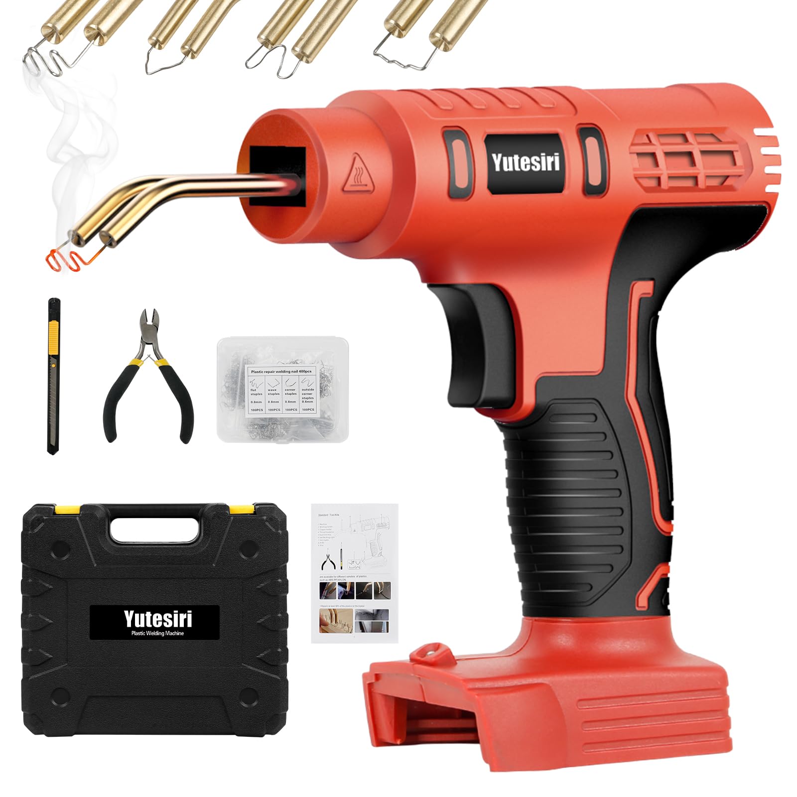 Photo 1 of ***(NO BATTERY)***
Yutesiri Plastic Welding kit, Cordless 120W Fast Plastic Welder for Milwaukee 18v Battery, Plastic Welding with 4 Types 400PCS Staples for Bumper/Kayak/Plastic Repair