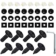 Irinidig 8 PCS Car License Plate Screws Kit, M6 Stainless Steel Bolts American Standard License Plate Fasteners, Cross Slotted Screws Replacements, Universal for Most Cars, Trucks and Vans (Black)
