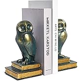 Kakizzy Book Ends for Shelves, Owl Decorative Bookends Bronze Bird Book Stopper Unique Kids Book Holders with Anti-Slip Base 