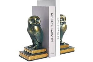 Kakizzy Book Ends for Shelves, Owl Decorative Bookends Bronze Bird Book Stopper Unique Kids Book Holders with Anti-Slip Base Luxurious Bookends for Kids Rooms Office Home Decor(Bronze)