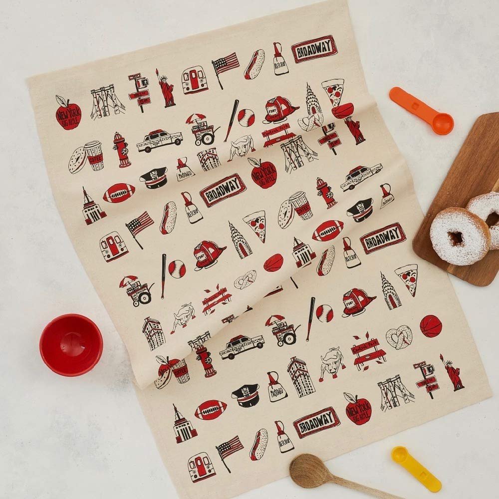 New York, New York Tea Towel/Kitchen Towel - Unbleached Cotton - Made in Britain