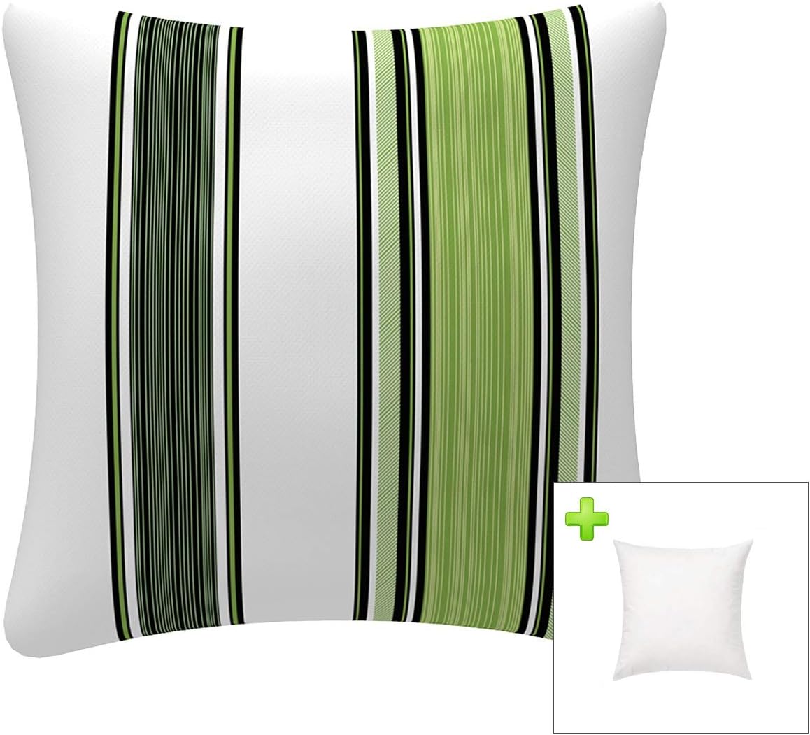 Fbts Prime Outdoor Decorative Pillows With Insert Green Patio Accent Throw Pillow Covers 18x18 Inch Square Patio Cushions For Couch Bed Sofa Patio Furniture Patio Lawn Garden Patio Furniture Accessories