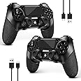 AceGamer 2 Pack for PS4 Controller, Wireless Controllers for PS4/Pro/Slim/PC, with Non-Slip Grip of Both Sides and 2 USB-C Ca