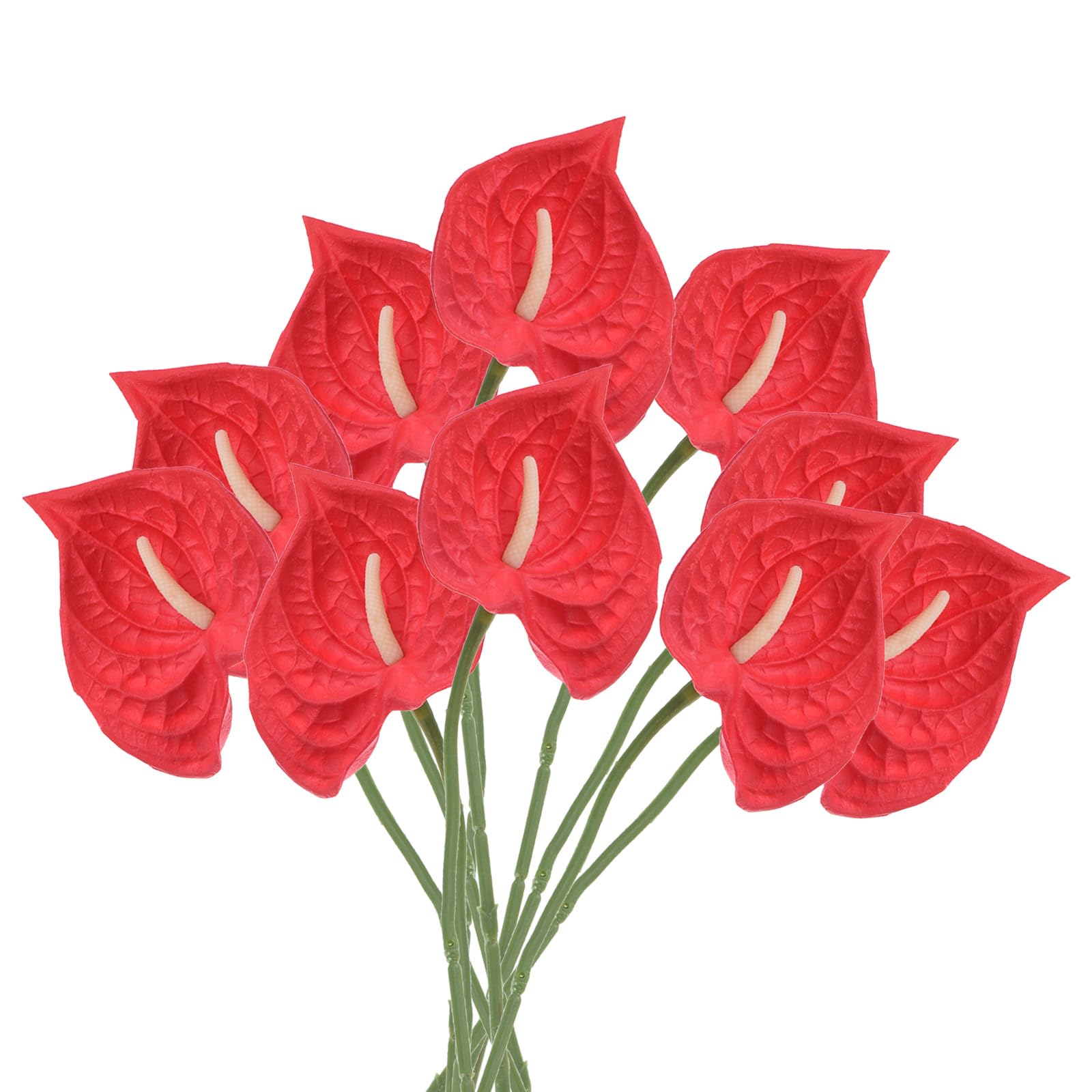 PATIKIL 13" Artificial Anthurium Lily Flowers, 10 Pack Permanent Flower Floral Arrangements Bouquet for Home Decor Bridal Wedding Festival Party, Red