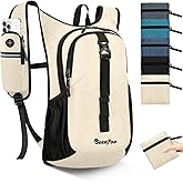 Seektop 15L Small Hiking Backpack for Women Men, Lightweight Hiking Packable Daypack with Phone Pocket for Travel Camping (Beige, 15L)