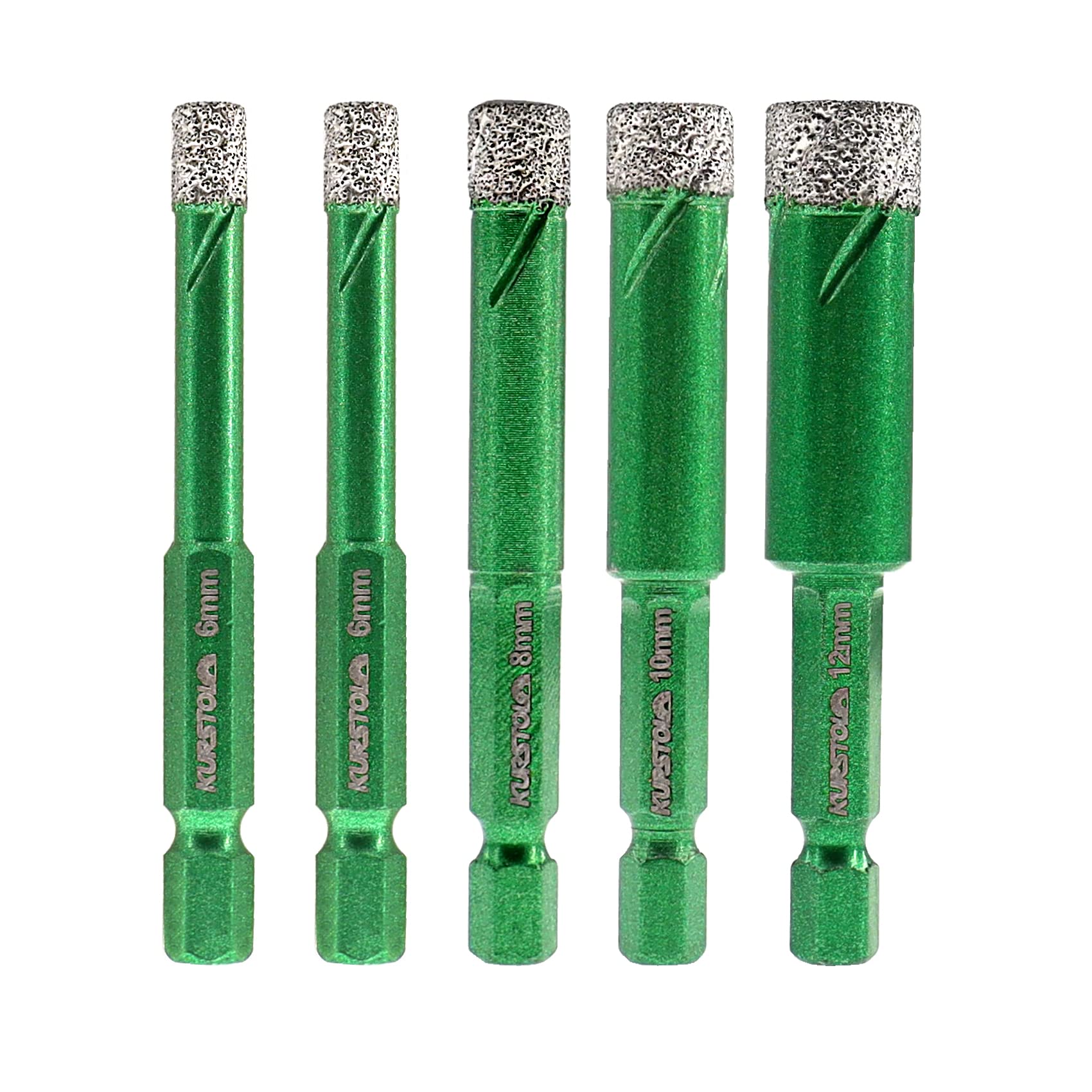 Porcelain Tile Diamond Drill Bits - Dry Diamond Hole Saw Set for Ceramic Marble Granite Stone,Diamond Core Drill Bit Kit Quick Change Shank Fixed on Drills,No.K4(6/6/8/10/12mm)