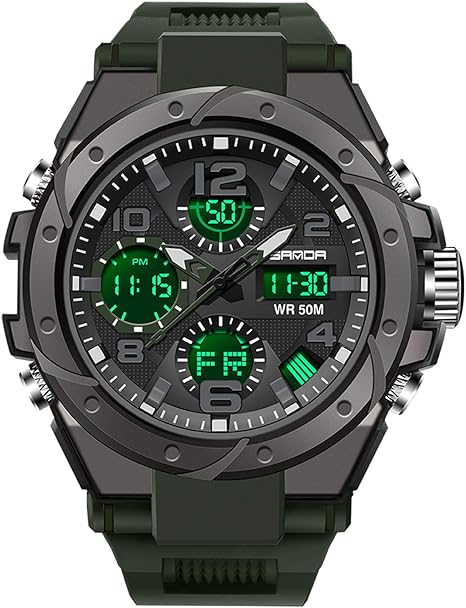 Amazon 腕時計 メンズ ブランド ミリタリーウォッチ デジアナ Elライト カウントダウン ビッグフェイス ストップウォッチ アラーム設置 おしゃれ ファション 防水 ドレスウォッチ 誕生日プレゼント コスパ メンズ腕時計 腕時計 通販