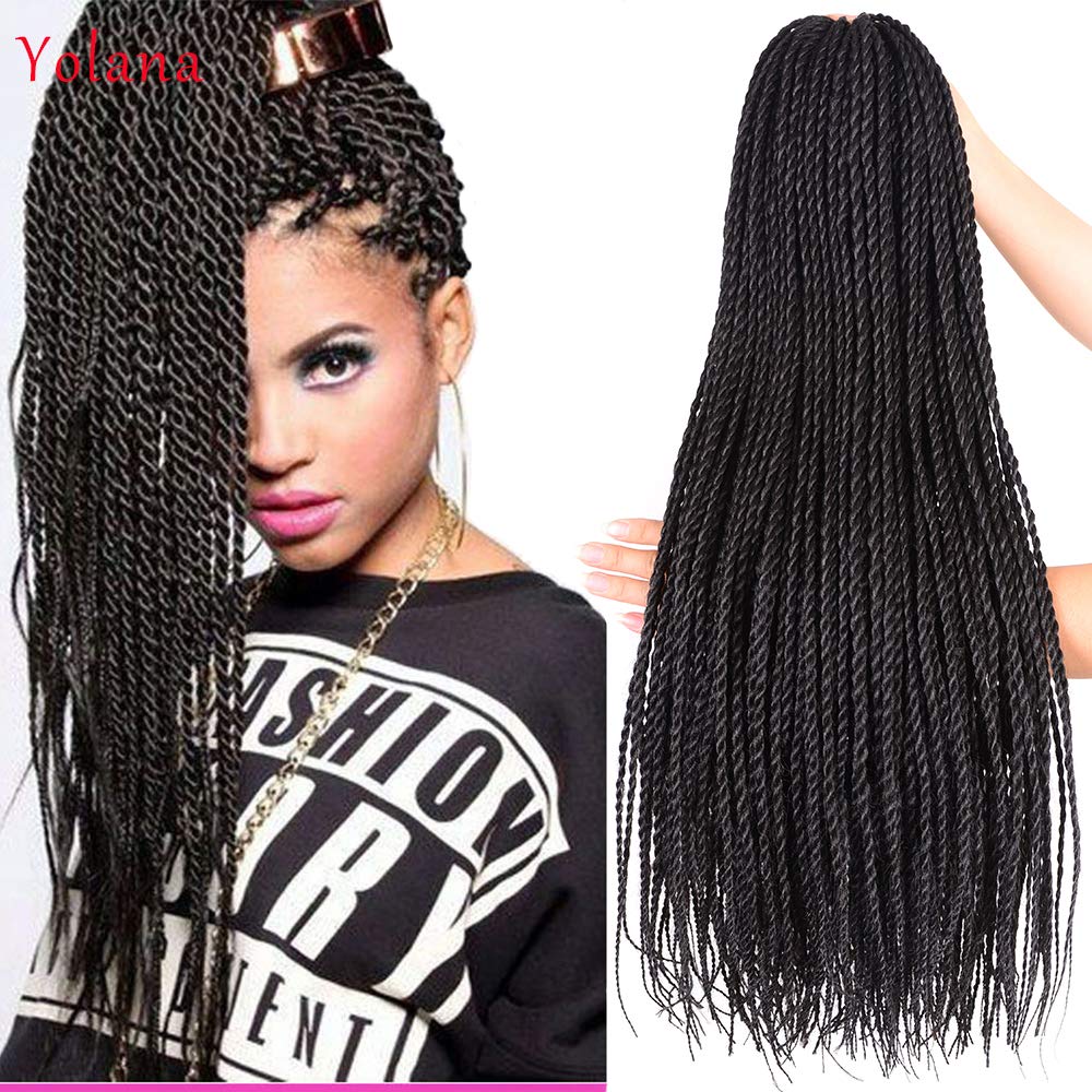 Yolana Black Color Synthetic Hair Senegalese Twist Crochet Braids