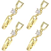 Mabor 4Pcs Gold Necklace Extender Brass Necklace Extensions Zircon Foldover Extension Jewelry Clasps for Bracelet Anklet Fold Over Bracelet Extender Clasp for DIY Crafts