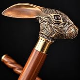 Premium Rabbit Head Walking Stick - Handmade Wooden Walking Stick - 36" Brass Victorian Walking Stick for Men - Rabbit Head Handle Walking Cane, Steampunk Designer Walking Stick For Men, Women, Senior
