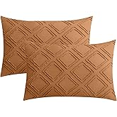 JELLYMONI Pillowcases King Size Rust 2 Pack Boho Plaid Bed Pillow Covers 20x36in Polyester Envelope Pillow Shams Tufted Bohemian Textured (Pillows are not Included)
