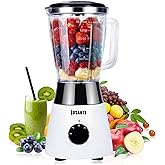 JUSANTE Kitchen Blender, 500W Countertop Blender with 52oz Plastic Jar for Smoothies Milkshake Desserts Nut Butter, Cocktails Sauces (White)