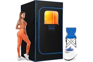 X-Vcak Upgraded Portable Sauna Box for Relaxation, Steam Sauna Tent for Home with Steamer, Remote Control, Folding Chair, 9 Levels, 2.6’ x 2.6’ x 5.9’