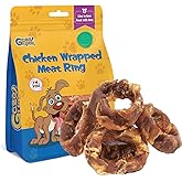 gazeupon Dog Treats, Chicken Wrapped Meat Ring, Made with Real Chicken and Beef, Healthy Dog Chews for Large Breed, Rawhide Free, w/Glucosamine Chondroitin