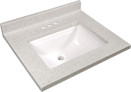 Sterling Silver Cultured Marble With A Large Square Integrated Sink Marble Bathroom Vanity Marble Countertops Bathroom Cultured Marble Vanity Tops