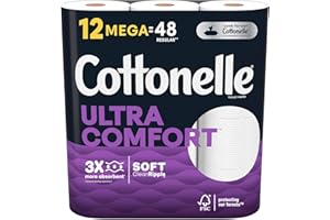 Cottonelle Ultra ComfortCare Toilet Paper,12 Mega Rolls Soft Bath Tissue (12 Mega Rolls = 48 Regular Rolls)