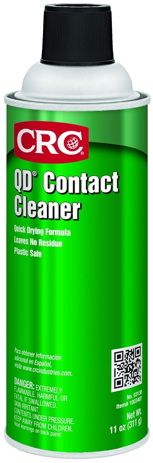 CRC 03130CS CRC QD CONTACT Cleaner 11 WT oz, 16 fl. oz., Aerosol (Pack of 12),Clear Water/White