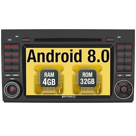 Pumpkin Android 8.0 Autoradio Radio für Mercedes-Benz A Klasse/B Klasse/Vito mit Navi Unterstützt Bluetooth DAB + USB CD DVD 