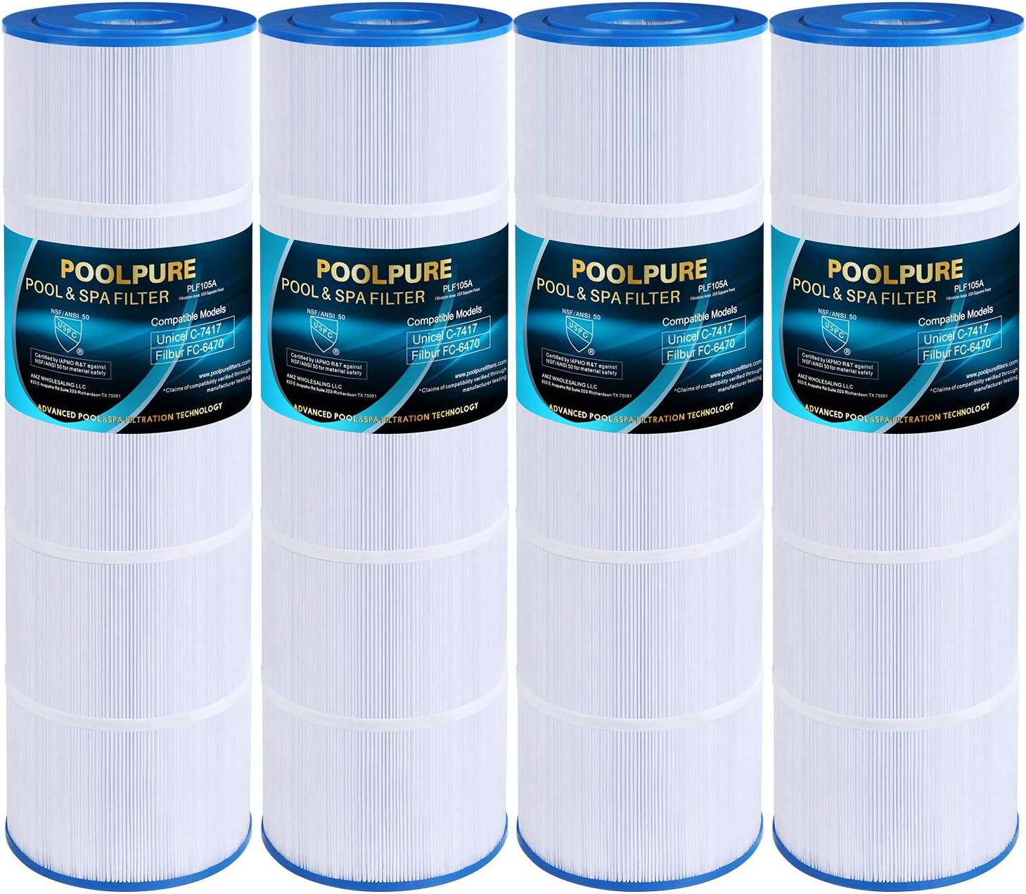 POOLPURE 125 Sq. Ft. Pool Filter Cartridge – Replaces PWWCT125, Ultra-B2, Porpoise PP-B2-M, Clearwater II ProClean 125, And 817-0125N – NSF/ANSI 50 Certified, Trilobal Fabric