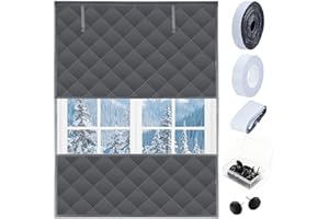 JEYEOU Visible Thermal Window Insulation Kit for Winter, Winterizing Insulated Window Cover Waterproof Oxford Cloth Cotton Layer Reusable Insulated Curtain Blanket Cold Protector for Home Attic RV Keep Warm