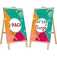 PUSEGA Heavy Duty Slide-in A Frame Sign Holder 24x36 Inch, Outdoor Sign Holder Sidewalk Sign, Wood Folding A Frame Sign for Indoor Outdoor(24x36 Inch,Portable) 2PACK