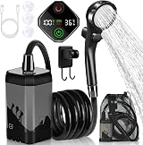 MIAOKE Portable Camping Shower 7800mAh with Digital Temp Display Grey