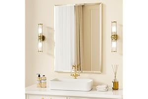 CUCZUUS 16x24in(40x60cm) Rectangle Frameless Beveled Wall-Mounted Mirror,Tempered Glass Bathroom Vanity Mirror with Beveled E