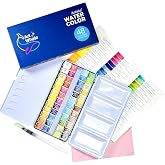Art Whale Watercolor Paint Set 48 Colors Half-Pans in Tin Box with Water Brush, Pro-Grade Pigments, Smooth Blending, Portable