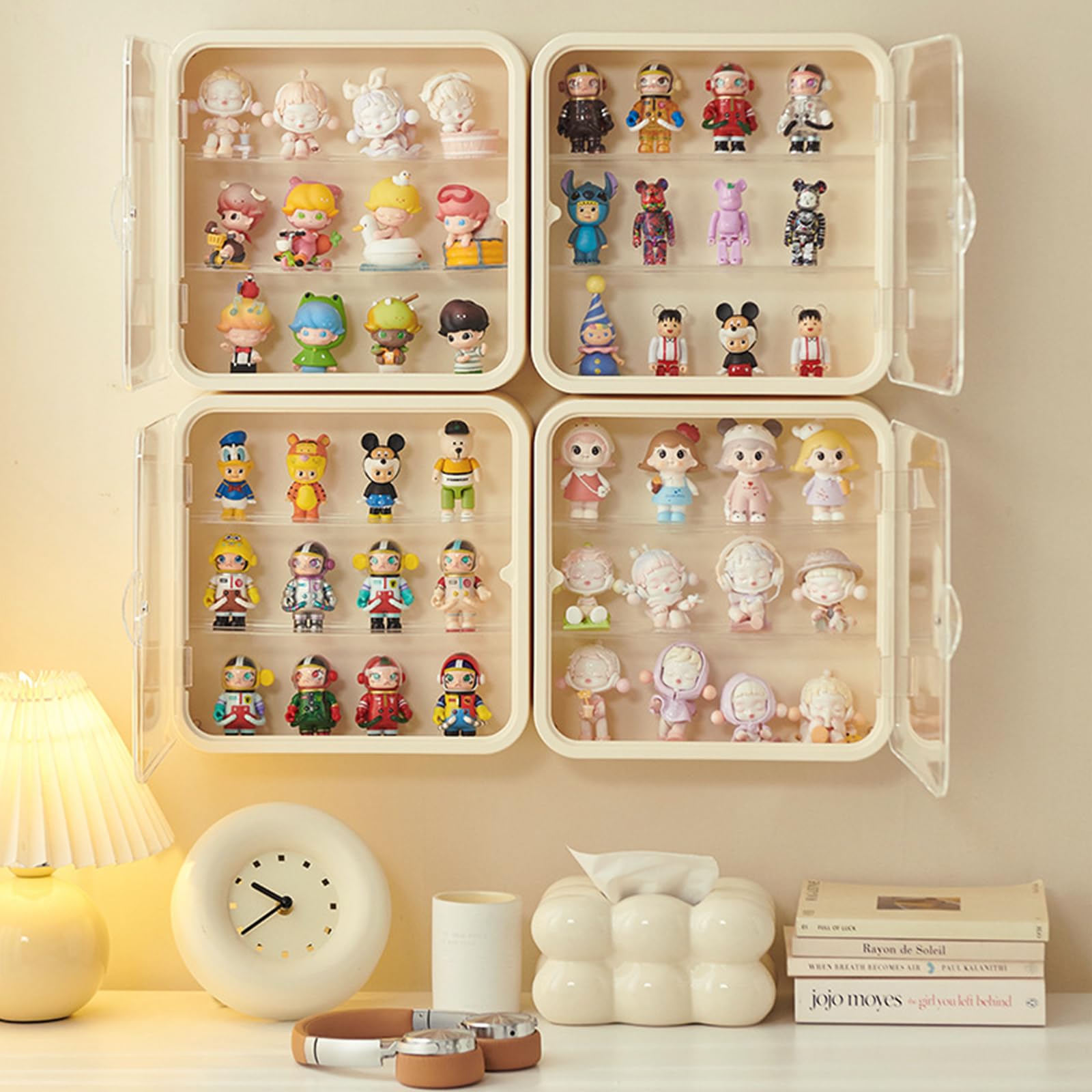 Photo 1 of White Miniature Display Case for Collectibles Figures, 12 Inch Clear Display Box, Wall Mounted/Desktop Plastic Organizer Acrylic Display Storage Case for Mini Figure Toys (Cream Color)