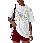 Women Oversized Tops Y2k Cute Loose Short Sleeve Fruit Floral Graphic T Shirt Vintage Beach Coastal Summer Baggy Tee