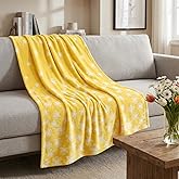 Horaldaily Spring Summer Flannel Blanket Throw, Yellow Watercolor Painting Flowers Soft Fuzzy Plush Cozy Fleece Blankets for Couch Sofa Bed Lounging, Ideal Gifts for Kids Adults Wife Self, 50x60