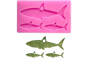 GURATAPA Shiny Glossy Shark Family Mother and Baby Shape Silicone Molds for DIY Craft Keychain Polymer Clay Mold Epoxy Pendant Resin Crafting Making Backpack Cake Decoration Fondant Mould