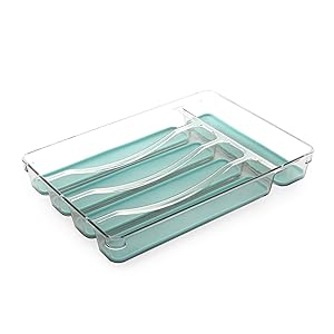BINO 5-Slot Silverware Cutlery Tray Organizer, Aqua
