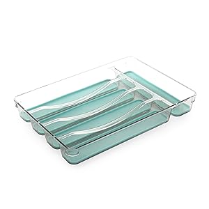 BINO 5-Slot Silverware Cutlery Tray Organizer, Aqua