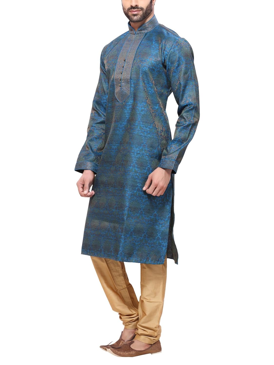 rg designers ethnic men's blue kurta pyjama