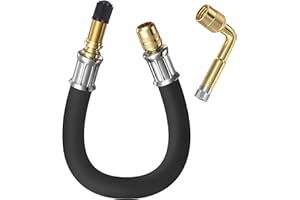 ECOCSTM Tire Valve Extension, 8.25 Inch Flexible Tire Valve Extenders, 90 Degree Schrader Valve Adapter, Tire Valve Stem Extension, Universal Flexible Tire Valve for Cars Rv Truck Motorcycle Bike Scooter