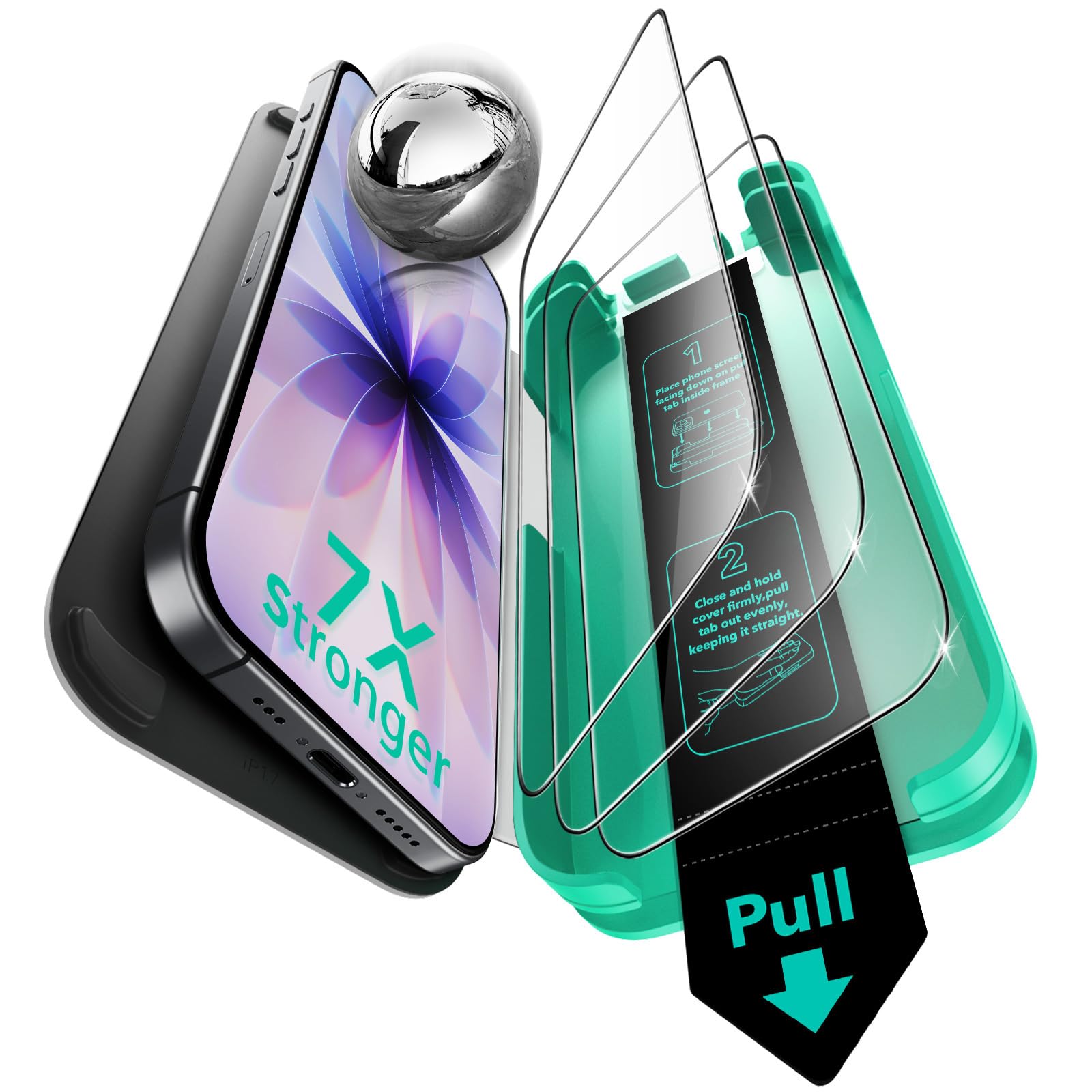 Photo 1 of ESR 3 Pack 9H+ Glass for iPhone 17/iPhone 16 Pro Screen Protector, [Military-Grade Shatterproof], with AR Anti-Reflective Technology, Armorite Ultra-Tough Tempered Glass with Ultra Fit Tray