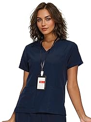 floralhue Scrub Tops for Women, Curved V-Neck Scrub