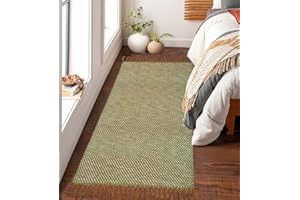 BUAGETUP Boho Kitchen Rug 2'x 4.3', Hand- Woven Washable Runner Rug with Tassel Farmhouse Throw Kitchen Mat for Laundry/Doorway/Hallway/Kitchen Cute Entryway Carpet Black/Cream